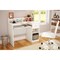 White Wood Contemporary Home Office Computer Desk with Hutch and Storage Drawer
